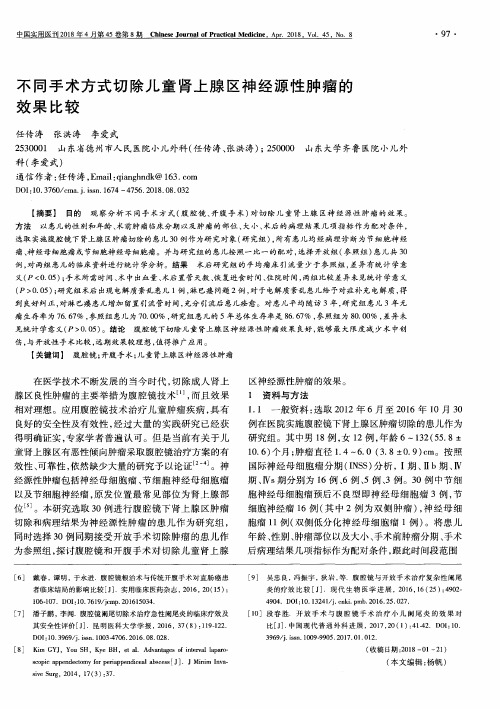 不同手术方式切除儿童肾上腺区神经源性肿瘤的效果比较