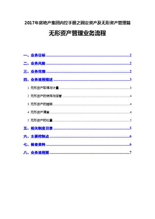 2017年房地产集团内控手册之固定资产及无形资产管理篇--无形资产管理业务流程