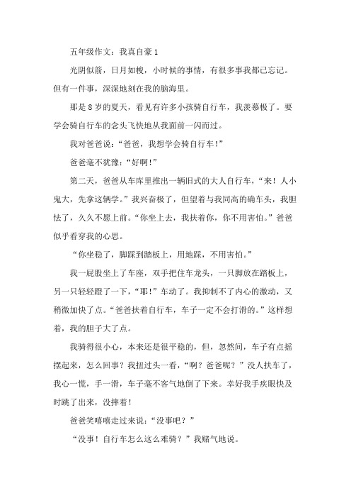 我很自豪五年级作文