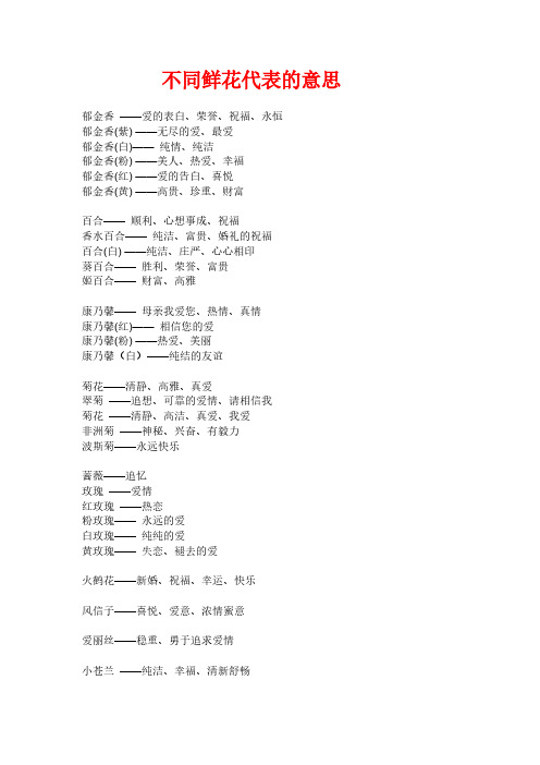 【免费下载】不同鲜花代表的意思