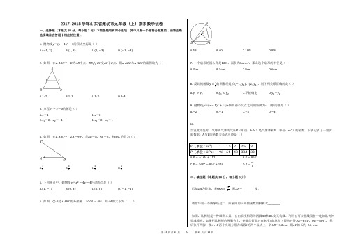 2017-2018学年山东省潍坊市九年级(上)期末数学试卷