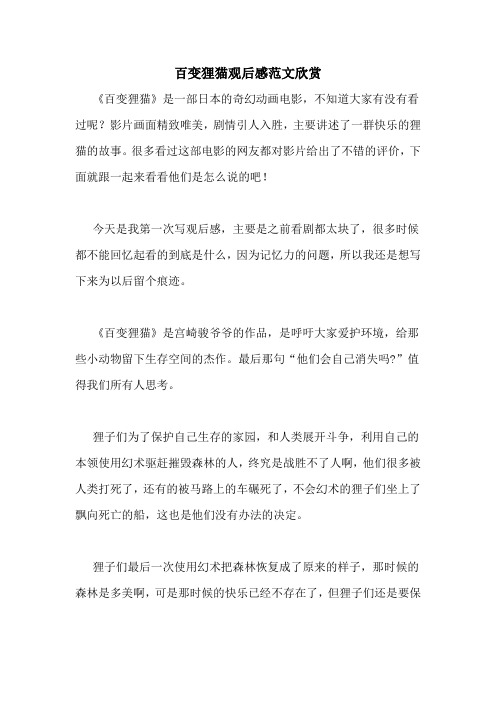 百变狸猫观后感范文欣赏