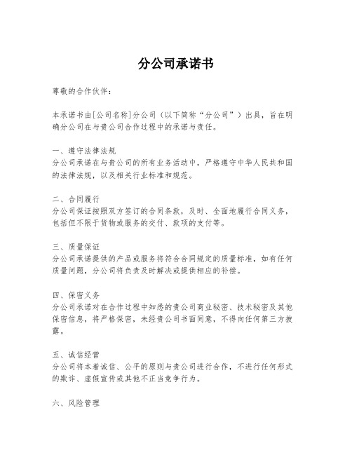 分公司承诺书