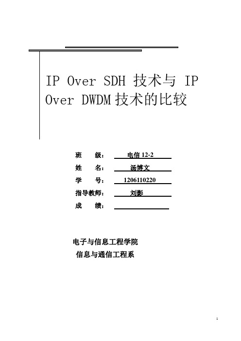 IP_Over_SDH技术与IP_Over_DWDM技术的比较分解