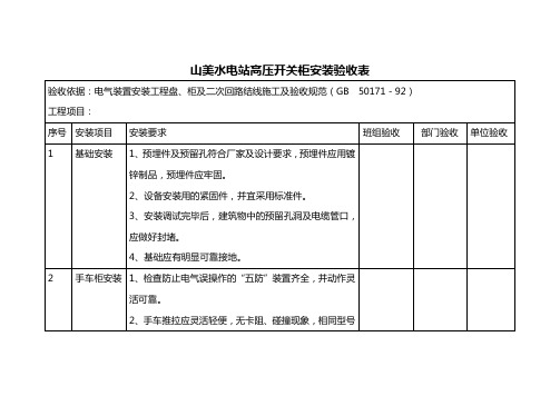 高压开关柜施工及验收规范GB50171—92