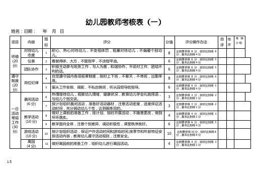 幼儿园教师考核表