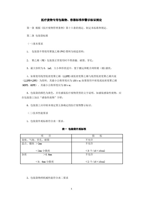 医疗废物专用包装物、容器标准和警示标识规定