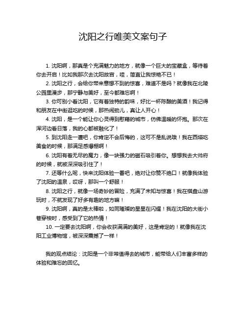 沈阳之行唯美文案句子