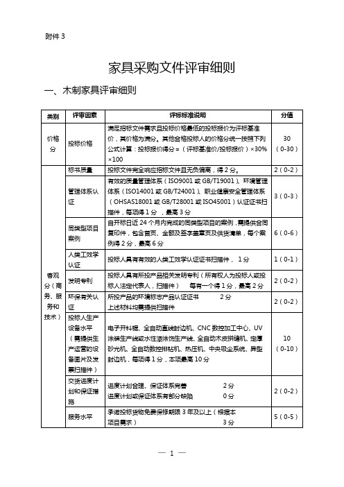 家具采购文件评审细则