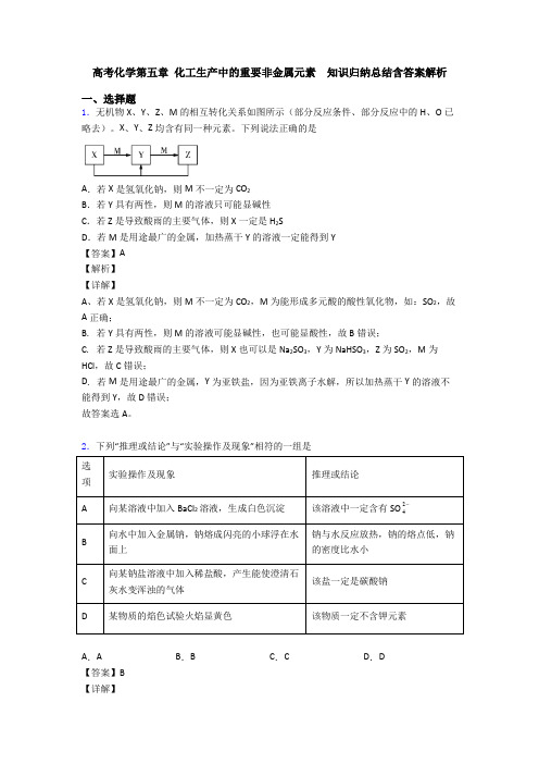 高考化学第五章 化工生产中的重要非金属元素  知识归纳总结含答案解析