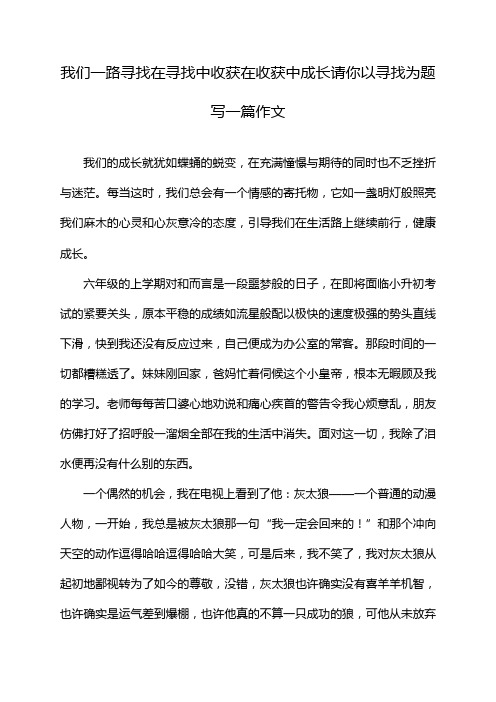 我们一路寻找在寻找中收获在收获中成长请你以寻找为题写一篇作文