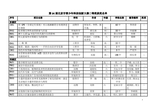 第24届北京市青少年科技创新大赛二等奖获奖名单