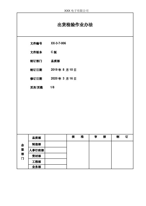 出货检验管理制度