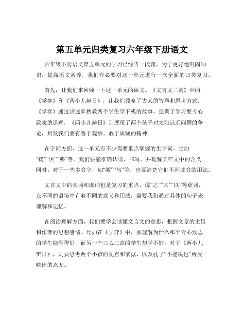 第五单元归类复习六年级下册语文