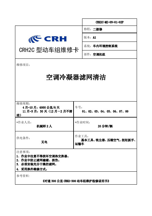 CRH2C-M2-09-01-02P空调冷凝器滤网清洁