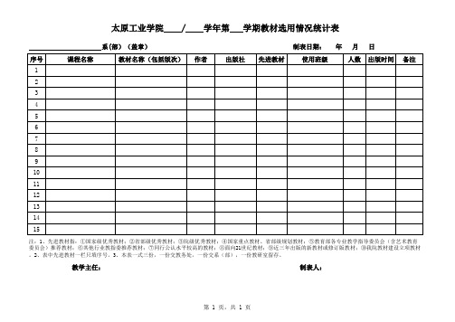 太原工业学院教材选用情况统计表