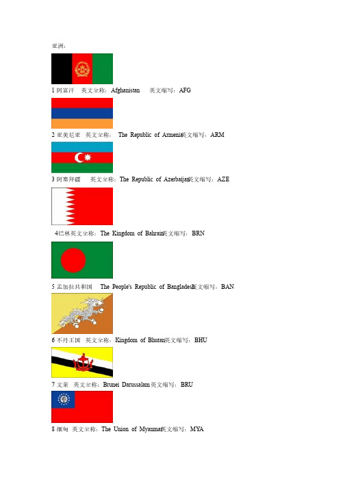 世界各国国旗图片,英文名及其缩写