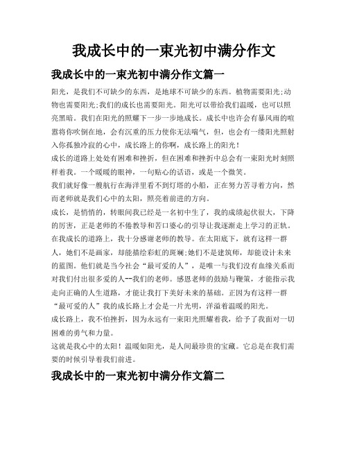 我成长中的一束光初中满分作文