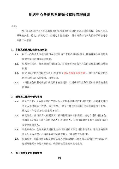 企业各信息系统账号权限管理规则