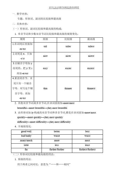 英语形容词副词比较级最高级试讲讲义