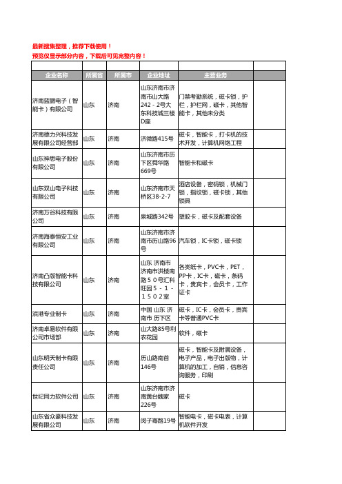 新版山东省济南磁卡工商企业公司商家名录名单联系方式大全31家