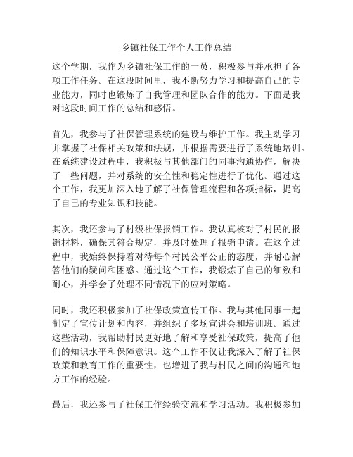 乡镇社保工作个人工作总结