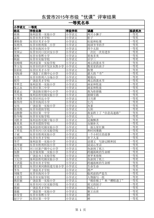 2015年市级“优课”评审结果 - 东营教育信息网-网站首页