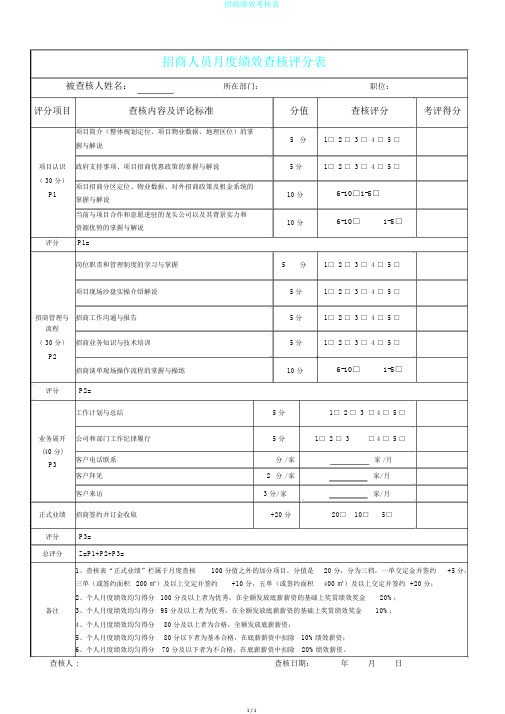 招商绩效考核表