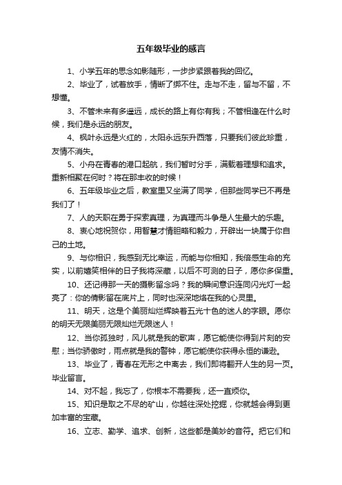 五年级毕业的感言