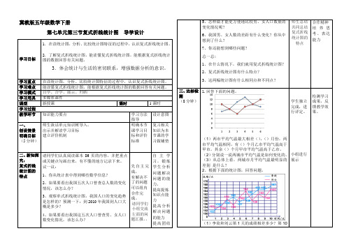 【冀教版】五年级下册数学：7.3复式折线统计图 导学教案