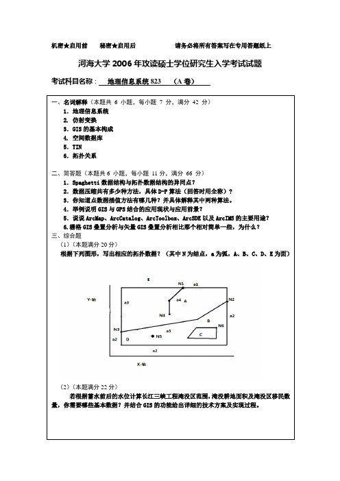 河海大学GIS地理信息系统06-09真题((绝密,启用前,图片版)