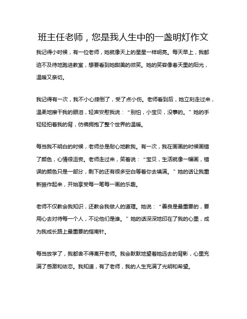 班主任老师,您是我人生中的一盏明灯作文