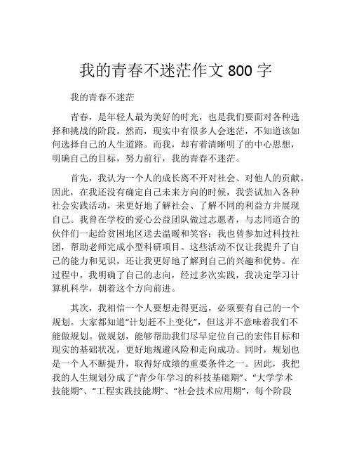 我的青春不迷茫作文800字