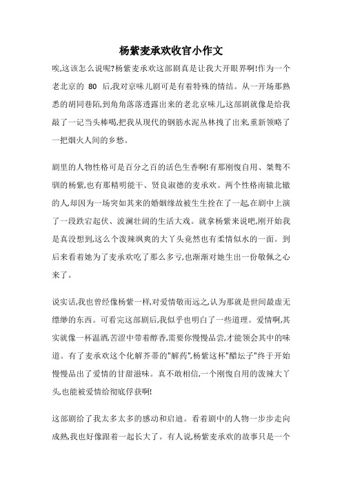 杨紫麦承欢收官小作文