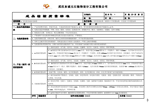 成品检验质量标准