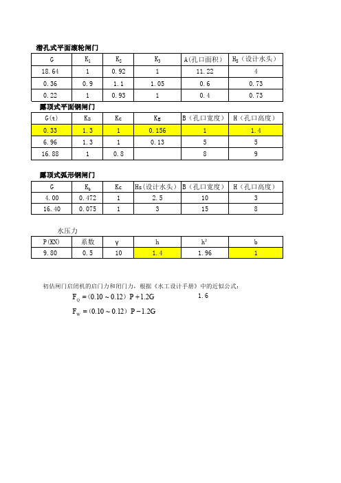 钢闸门重量计算