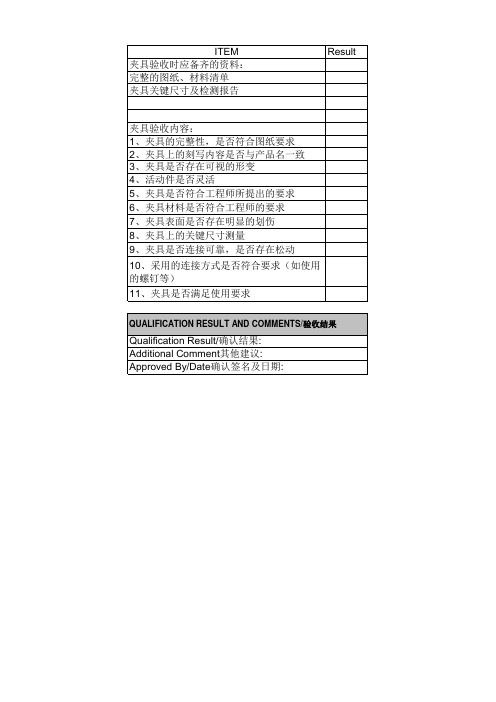 工装夹治具检查表