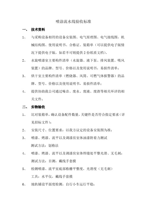 悬链式喷涂线验收标准