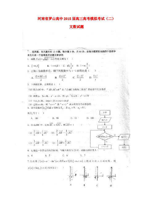 河南省罗山县高级中学高考数学模拟考试试题(二)文(扫描版)