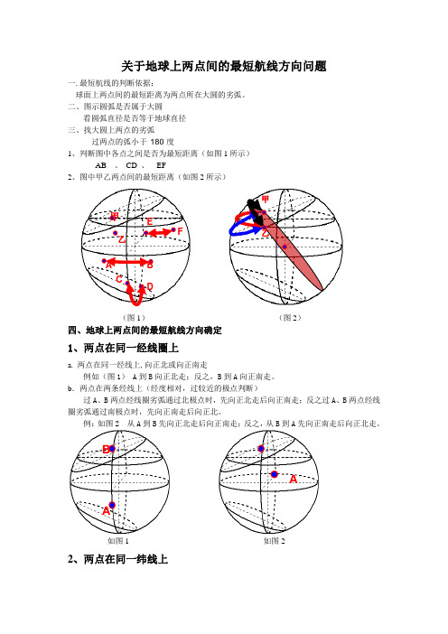 关于地球上两点间的最短航线方向问题