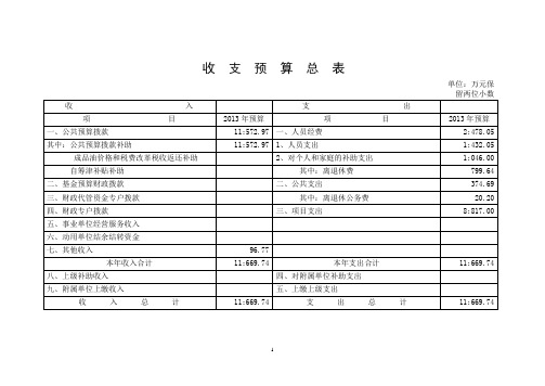 收支预算总表