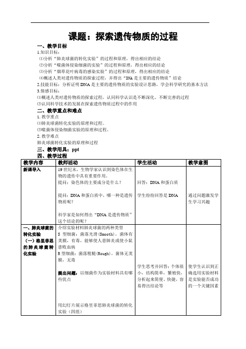 教案：探索遗传物质的过程