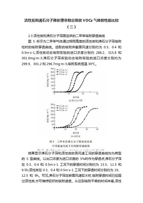 活性炭和沸石分子筛处理非稳定排放VOCs气体的性能比较（三）