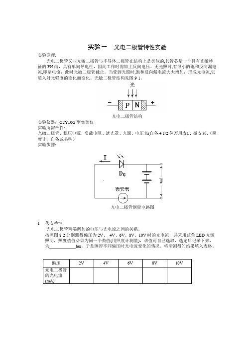 (雷亮)光电技术实验--光电二极管特性、光纤传感器、PSD