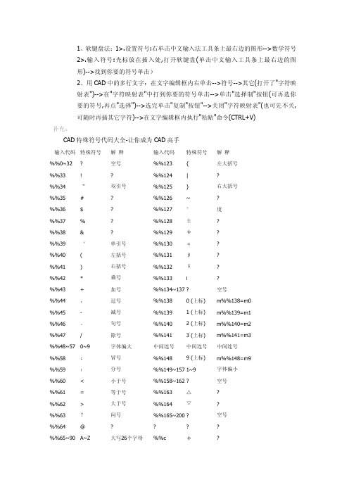 CAD特殊符号输入