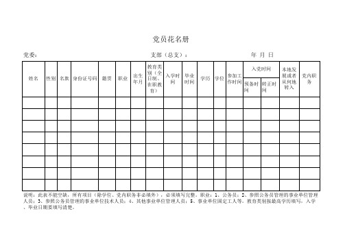 党员花名册 空白 