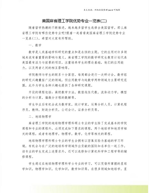 美国麻省理工学院优势专业一览表(二).doc