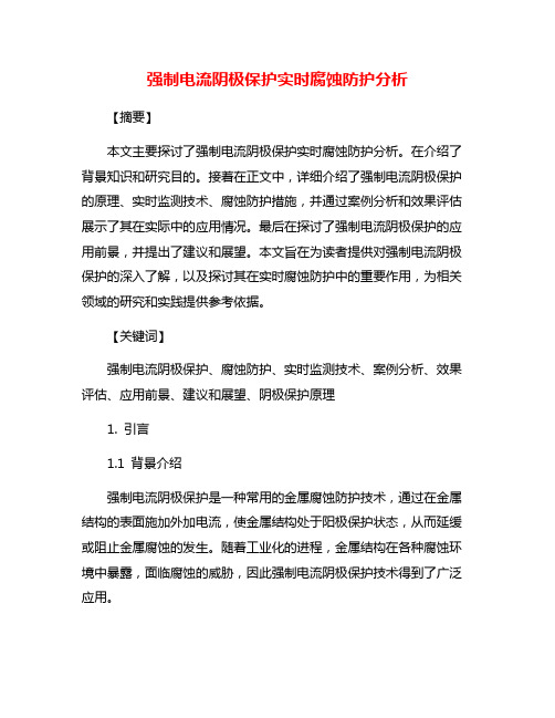 强制电流阴极保护实时腐蚀防护分析