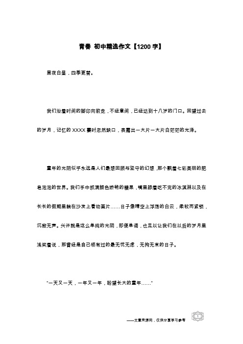 青春 初中精选作文【1200字】_7