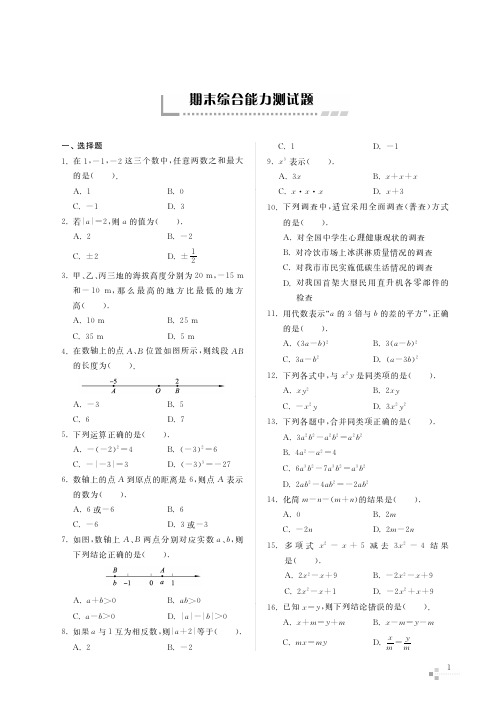 综合能力训练(配青岛版)七上 期末综合能力测试